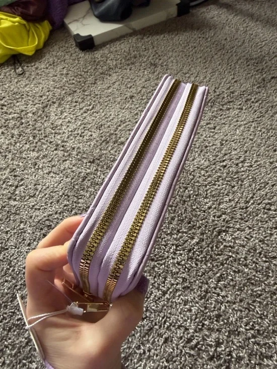 Butterfly-Embossed Double Zip Wallet - Lavender - Picture 5 of 10